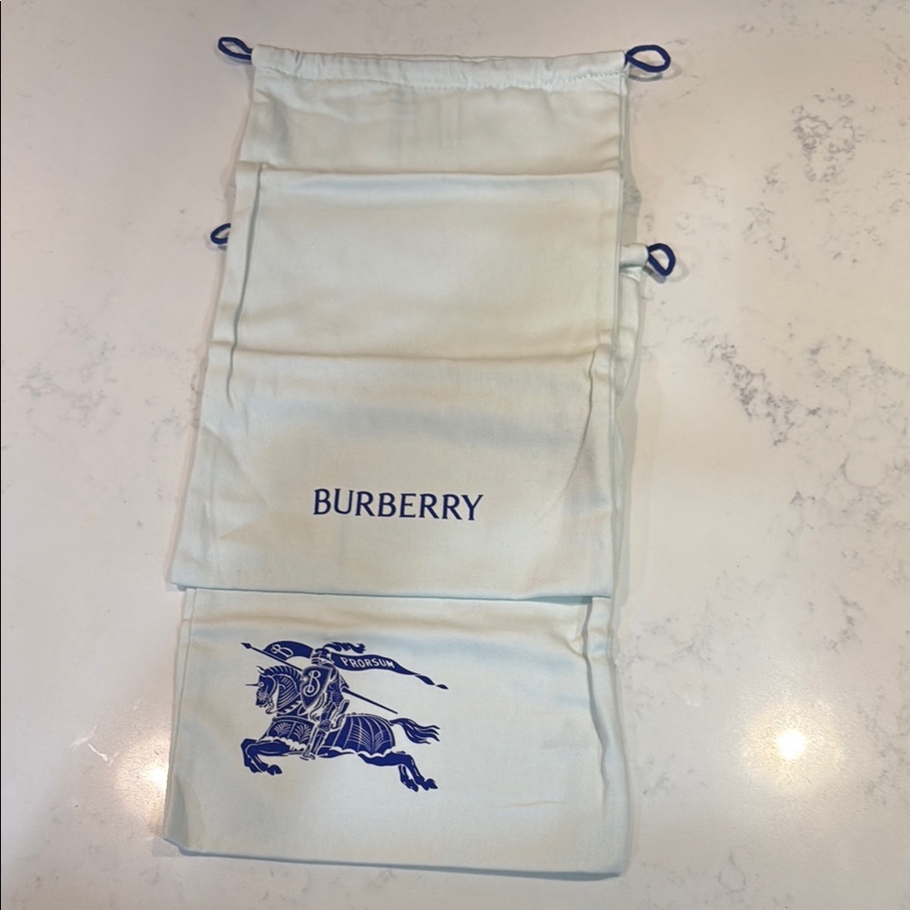 Burberry White Dust Bags with Blue Logo